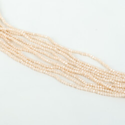 1 Dizi (145-155 Adet) - 2 mm Yassı Kristal Cam Boncuk Dizisi Mat Janjanlı Pudra Pembe Renk 1.Kalite - 2