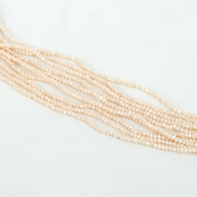 1 Dizi (145-155 Adet) - 2 mm Yassı Kristal Cam Boncuk Dizisi Mat Janjanlı Pudra Pembe Renk 1.Kalite - 2