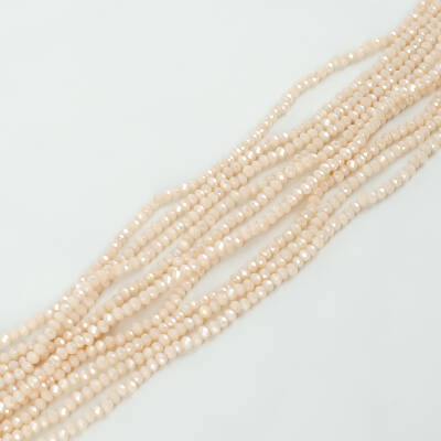 1 Dizi (145-155 Adet) - 2 mm Yassı Kristal Cam Boncuk Dizisi Mat Janjanlı Pudra Pembe Renk 1.Kalite - 3