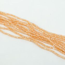 1 Dizi (145-155 Adet) - 2 mm Yassı Kristal Cam Boncuk Dizisi Mat Janjanlı Somon Renk 1.Kalite - 2