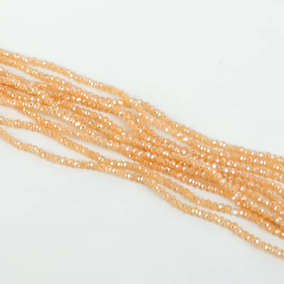 1 Dizi (145-155 Adet) - 2 mm Yassı Kristal Cam Boncuk Dizisi Mat Janjanlı Somon Renk 1.Kalite - 2