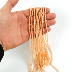 1 Dizi (145-155 Adet) - 2 mm Yassı Kristal Cam Boncuk Dizisi Mat Janjanlı Somon Renk 1.Kalite - YF Hobi
