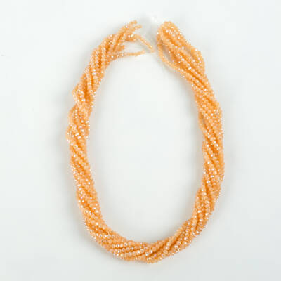 1 Dizi (145-155 Adet) - 2 mm Yassı Kristal Cam Boncuk Dizisi Mat Janjanlı Somon Renk 1.Kalite - 4