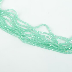 1 Dizi (145-155 Adet) - 2 mm Yassı Kristal Cam Boncuk Dizisi Mat Janjanlı Su Yeşili Renk 1.Kalite - 2