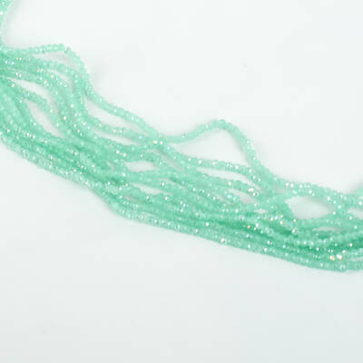 1 Dizi (145-155 Adet) - 2 mm Yassı Kristal Cam Boncuk Dizisi Mat Janjanlı Su Yeşili Renk 1.Kalite - 2