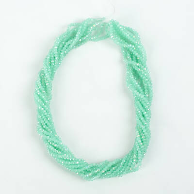 1 Dizi (145-155 Adet) - 2 mm Yassı Kristal Cam Boncuk Dizisi Mat Janjanlı Su Yeşili Renk 1.Kalite - 4