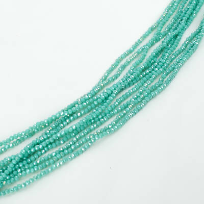 1 Dizi (145-155 Adet) - 2 mm Yassı Kristal Cam Boncuk Dizisi Mat Janjanlı Turkuaz Renk 1.Kalite - 2