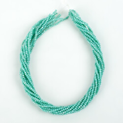 1 Dizi (145-155 Adet) - 2 mm Yassı Kristal Cam Boncuk Dizisi Mat Janjanlı Turkuaz Renk 1.Kalite - 4