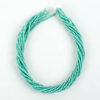 1 Dizi (145-155 Adet) - 2 mm Yassı Kristal Cam Boncuk Dizisi Mat Janjanlı Turkuaz Renk 1.Kalite - 4