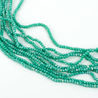 1 Dizi (145-155 Adet)- 2 mm Yassı Kristal Cam Boncuk Dizisi Mat Janjanlı Turkuaz-Yeşil Renk 1.Kalite - 1