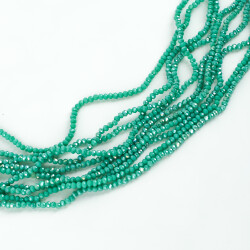 1 Dizi (145-155 Adet)- 2 mm Yassı Kristal Cam Boncuk Dizisi Mat Janjanlı Turkuaz-Yeşil Renk 1.Kalite - 2