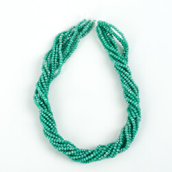 1 Dizi (145-155 Adet)- 2 mm Yassı Kristal Cam Boncuk Dizisi Mat Janjanlı Turkuaz-Yeşil Renk 1.Kalite - 4