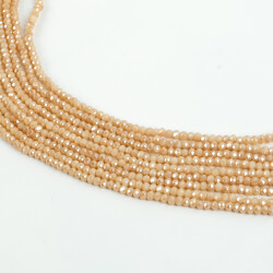 1 Dizi (145-155 Adet) - 2 mm Yassı Kristal Cam Boncuk Dizisi Mat Janjanlı Vizon Renk 1.Kalite - 3