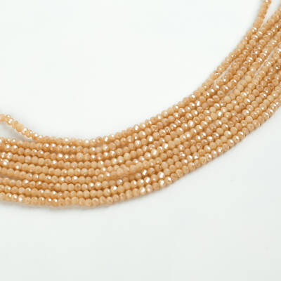 1 Dizi (145-155 Adet) - 2 mm Yassı Kristal Cam Boncuk Dizisi Mat Janjanlı Vizon Renk 1.Kalite - 1