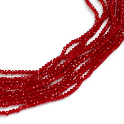 1 Dizi (145-155 Adet) - 2 mm Yassı Kristal Cam Boncuk Dizisi Mat Koyu Kırmızı Renk 1.Kalite - 1