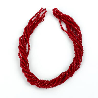 1 Dizi (145-155 Adet) - 2 mm Yassı Kristal Cam Boncuk Dizisi Mat Koyu Kırmızı Renk 1.Kalite - 4