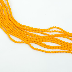  1 Dizi (145-155 Adet) - 2 mm Yassı Kristal Cam Boncuk Dizisi Mat Koyu Sarı Renk 1.Kalite - 2