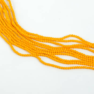  1 Dizi (145-155 Adet) - 2 mm Yassı Kristal Cam Boncuk Dizisi Mat Koyu Sarı Renk 1.Kalite - 2