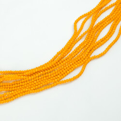  1 Dizi (145-155 Adet) - 2 mm Yassı Kristal Cam Boncuk Dizisi Mat Koyu Sarı Renk 1.Kalite - 3