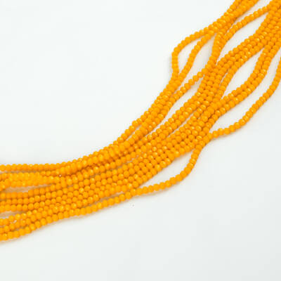  1 Dizi (145-155 Adet) - 2 mm Yassı Kristal Cam Boncuk Dizisi Mat Koyu Sarı Renk 1.Kalite - 3