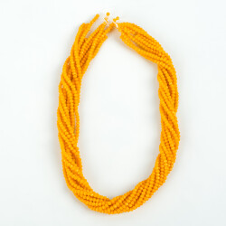  1 Dizi (145-155 Adet) - 2 mm Yassı Kristal Cam Boncuk Dizisi Mat Koyu Sarı Renk 1.Kalite - 4