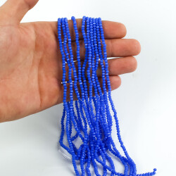 1 Dizi (145-155 Adet) - 2 mm Yassı Kristal Cam Boncuk Dizisi Mat Mavi Renk 1.Kalite - YF Hobi