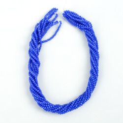 1 Dizi (145-155 Adet) - 2 mm Yassı Kristal Cam Boncuk Dizisi Mat Mavi Renk 1.Kalite - 4