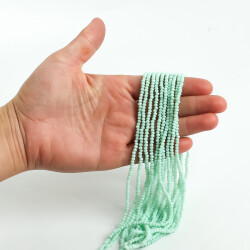 1 Dizi (145-155 Adet) - 2 mm Yassı Kristal Cam Boncuk Dizisi Mat Mint Yeşili Renk 1.Kalite - 3