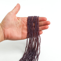 1 Dizi (145-155 Adet) - 2 mm Yassı Kristal Cam Boncuk Dizisi Mat Mor Renk 1.Kalite - 3