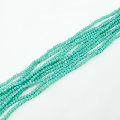 1 Dizi (145-155 Adet) - 2 mm Yassı Kristal Cam Boncuk Dizisi Mat Turkuaz Renk 1.Kalite - 1