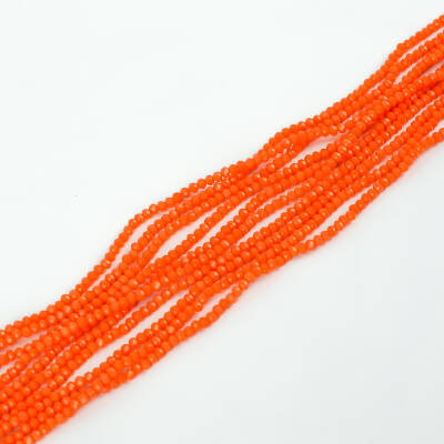 1 Dizi (145-155 Adet) - 2 mm Yassı Kristal Cam Boncuk Dizisi Mat Turuncu Renk 1.Kalite - 2