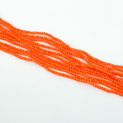 1 Dizi (145-155 Adet) - 2 mm Yassı Kristal Cam Boncuk Dizisi Mat Turuncu Renk 1.Kalite - 3