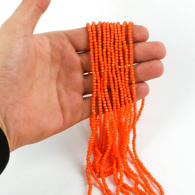 1 Dizi (145-155 Adet) - 2 mm Yassı Kristal Cam Boncuk Dizisi Mat Turuncu Renk 1.Kalite - 1