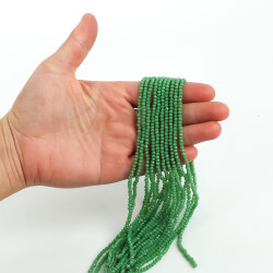 1 Dizi (145-155 Adet) - 2 mm Yassı Kristal Cam Boncuk Dizisi Mat Yeşil Renk 1.Kalite - 3