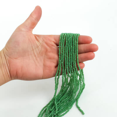 1 Dizi (145-155 Adet) - 2 mm Yassı Kristal Cam Boncuk Dizisi Mat Yeşil Renk 1.Kalite - 3
