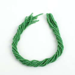 1 Dizi (145-155 Adet) - 2 mm Yassı Kristal Cam Boncuk Dizisi Mat Yeşil Renk 1.Kalite - 4