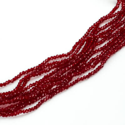 1 Dizi (145-155 Adet) - 2 mm Yassı Kristal Cam Boncuk Dizisi Şeffaf Bordo Renk 1.Kalite - 1
