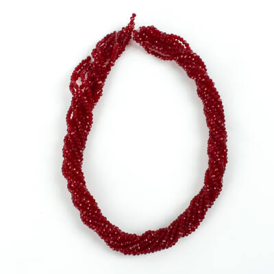 1 Dizi (145-155 Adet) - 2 mm Yassı Kristal Cam Boncuk Dizisi Şeffaf Bordo Renk 1.Kalite - 3