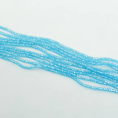 1 Dizi (145-155 Adet) - 2 mm Yassı Kristal Cam Boncuk Dizisi Şeffaf Janjanlı Açık Mavi Renk 1.Kalite - 3
