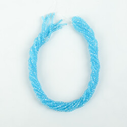 1 Dizi (145-155 Adet) - 2 mm Yassı Kristal Cam Boncuk Dizisi Şeffaf Janjanlı Açık Mavi Renk 1.Kalite - 4