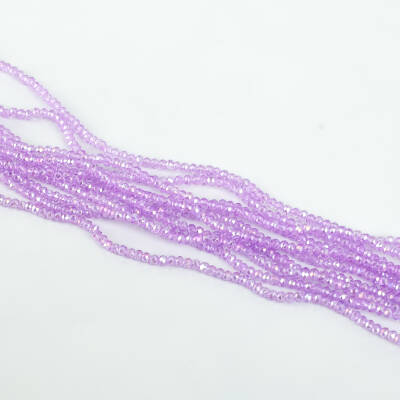 1 Dizi (145-155 Adet) - 2 mm Yassı Kristal Cam Boncuk Dizisi Şeffaf Janjanlı Eflatun Renk 1.Kalite - 2