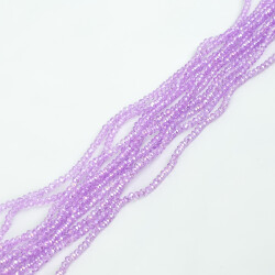 1 Dizi (145-155 Adet) - 2 mm Yassı Kristal Cam Boncuk Dizisi Şeffaf Janjanlı Eflatun Renk 1.Kalite - 3