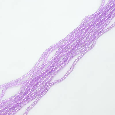 1 Dizi (145-155 Adet) - 2 mm Yassı Kristal Cam Boncuk Dizisi Şeffaf Janjanlı Eflatun Renk 1.Kalite - 3