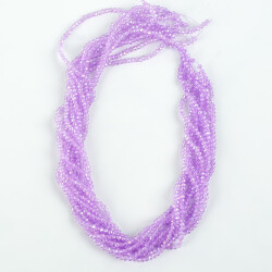 1 Dizi (145-155 Adet) - 2 mm Yassı Kristal Cam Boncuk Dizisi Şeffaf Janjanlı Eflatun Renk 1.Kalite - 4