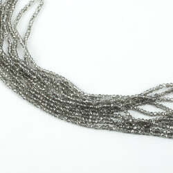 1 Dizi (145-155 Adet) - 2 mm Yassı Kristal Cam Boncuk Dizisi Şeffaf Janjanlı Füme Renk 1.Kalite - 2