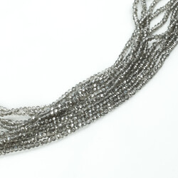 1 Dizi (145-155 Adet) - 2 mm Yassı Kristal Cam Boncuk Dizisi Şeffaf Janjanlı Füme Renk 1.Kalite - YF Hobi