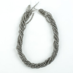 1 Dizi (145-155 Adet) - 2 mm Yassı Kristal Cam Boncuk Dizisi Şeffaf Janjanlı Füme Renk 1.Kalite - 4