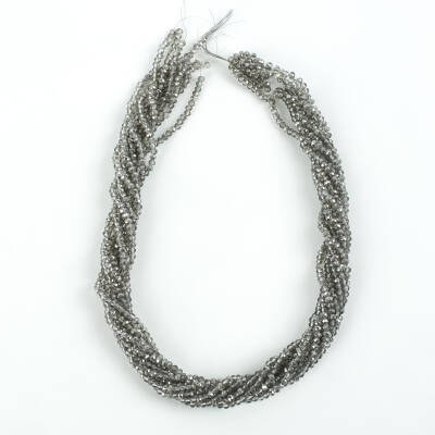 1 Dizi (145-155 Adet) - 2 mm Yassı Kristal Cam Boncuk Dizisi Şeffaf Janjanlı Füme Renk 1.Kalite - 4