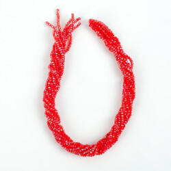 1 Dizi (145-155 Adet) - 2 mm Yassı Kristal Cam Boncuk Dizisi Şeffaf Janjanlı Kırmızı Renk 1.Kalite - 4