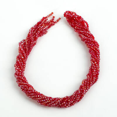 1 Dizi (145-155 Adet) - 2 mm Yassı Kristal Cam Boncuk Dizisi Şeffaf Janjanlı Koyu Kırmızı 1.Kalite - 4